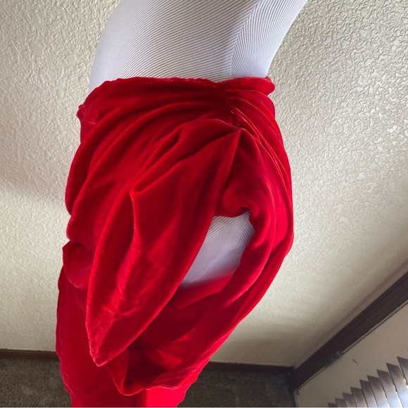 Eva Franco Silk Daphne Top Blouse One Shoulder Velvet Red Ruched: 10 - Picture 4 of 14